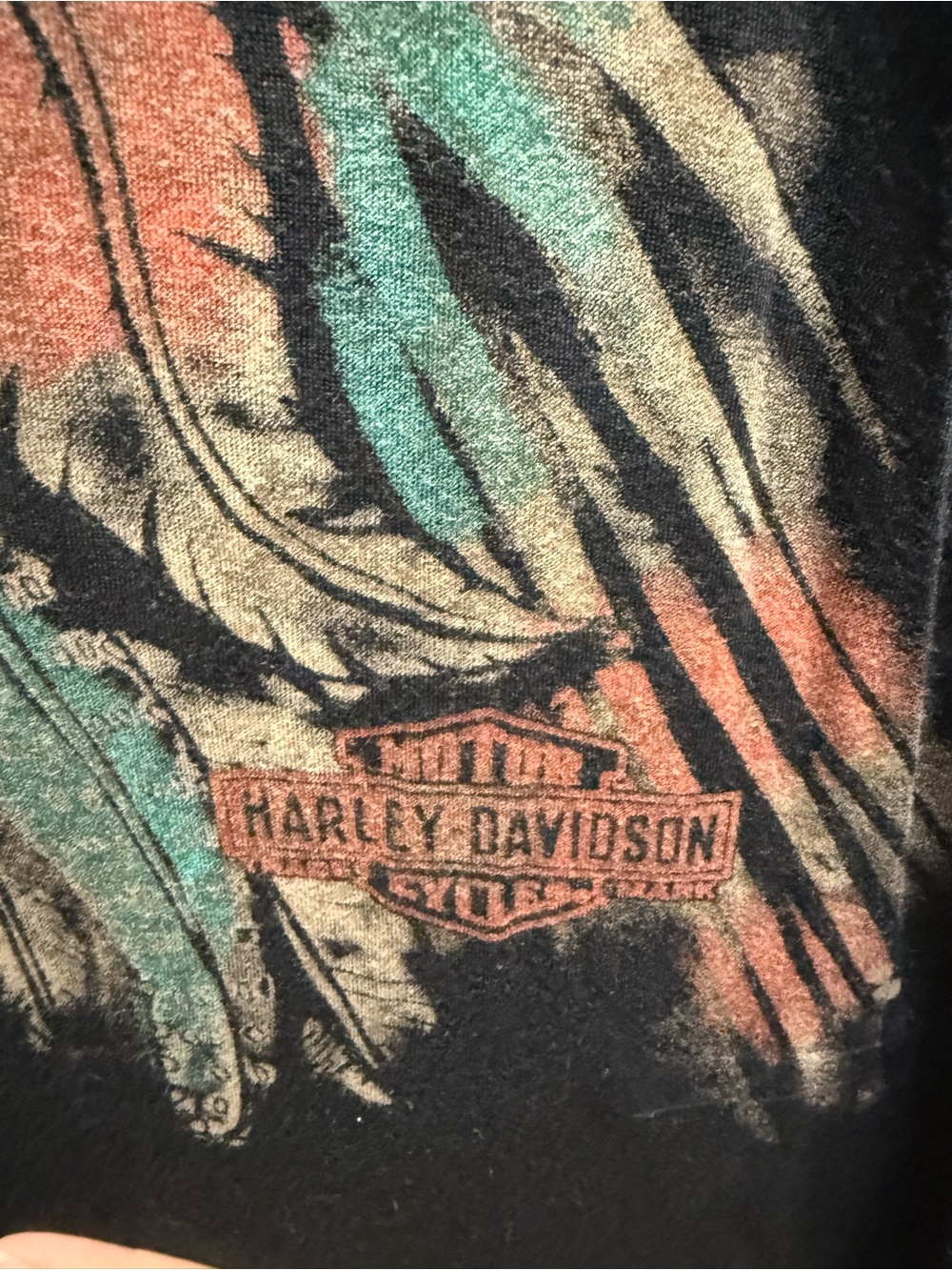Harley Davidson Black Graphic Tank Top with Floral Skull Print - Picture 2 of 4